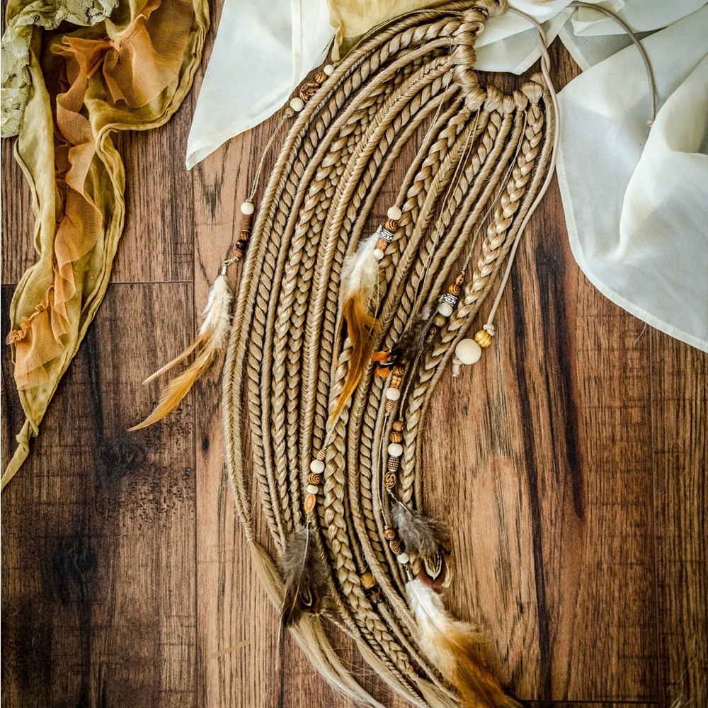 Bohemian Braided Feather blonde hair accessory